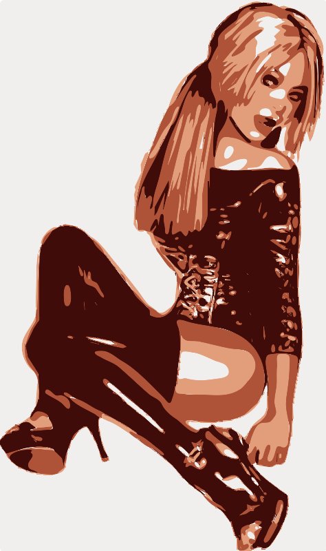 Stencil of Seated Woman in Boots