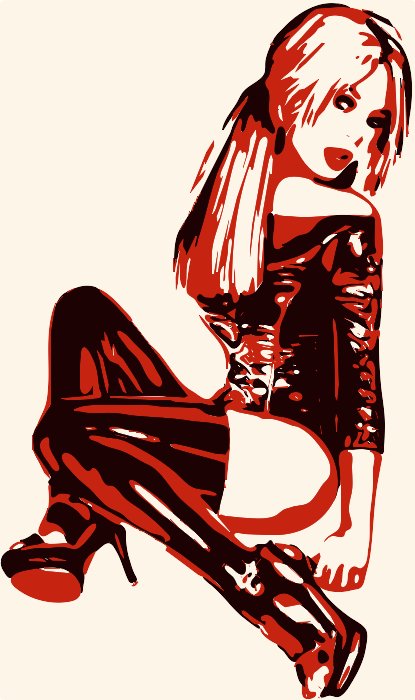 Stencil of Seated Woman in Boots