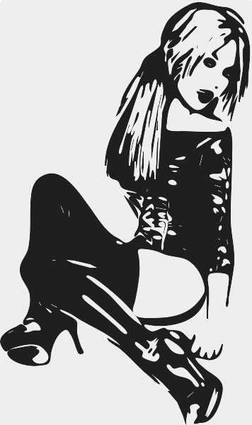 Stencil of Seated Woman in Boots