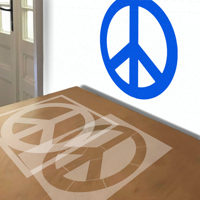 Peace Sign stencil in 2 layers, simulated painting