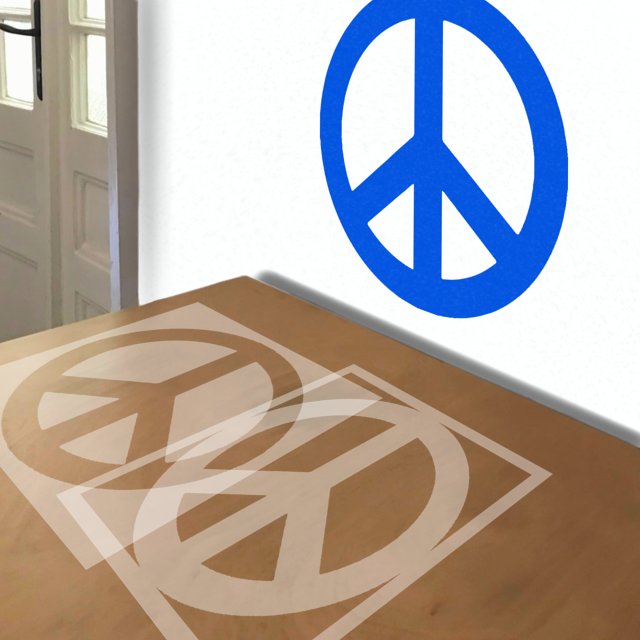 Peace Sign stencil in 2 layers, simulated painting