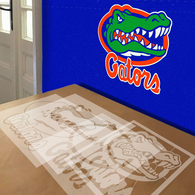 Florida Gators stencil in 4 layers, simulated painting