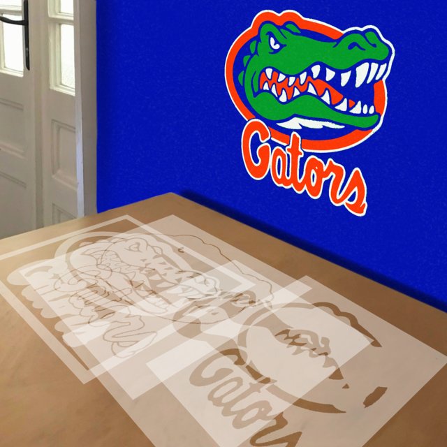 Florida Gators stencil in 4 layers, simulated painting