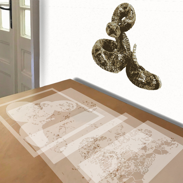 Simulated painting of stencil of Rattlesnake