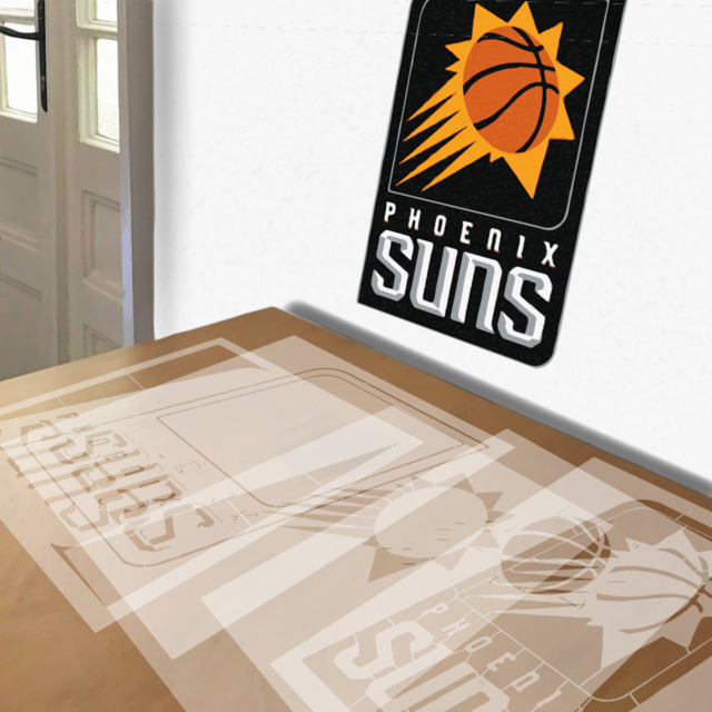 Phoenix Suns stencil in 5 layers, simulated painting