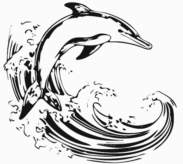 Stencil of Dolphin in Waves