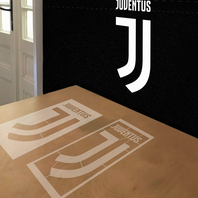 Juventus stencil in 2 layers, simulated painting