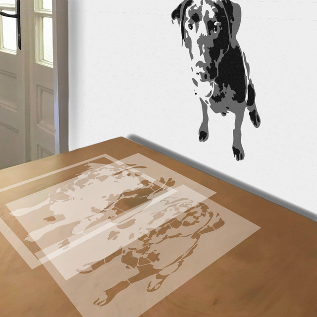 Chocolate Lab stencil in 3 layers, simulated painting